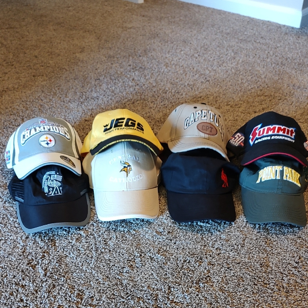 Lot Of 8 Assorted Logo Baseball Caps